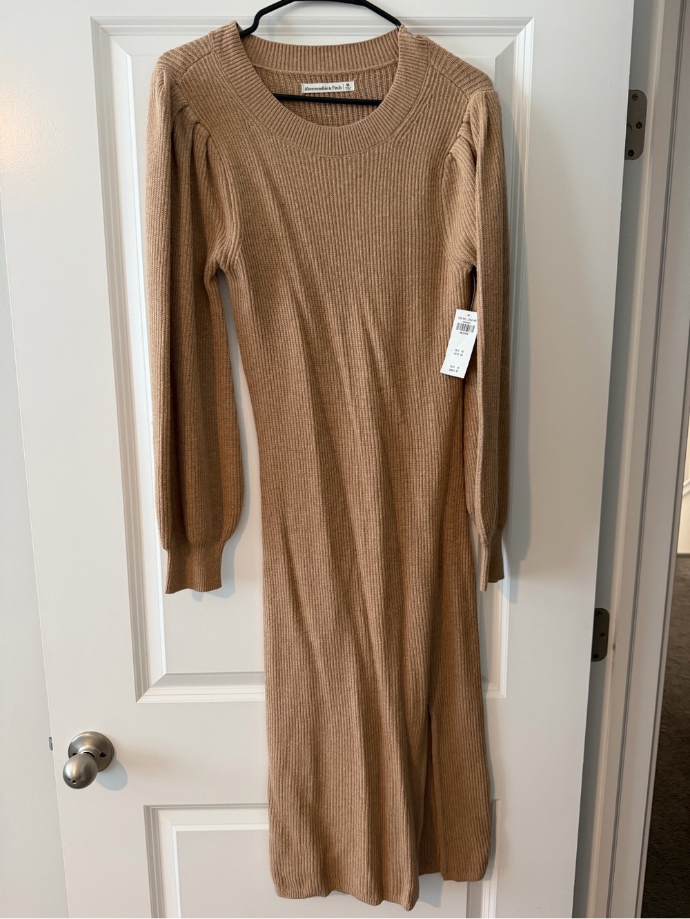 Abercrombie & Fitch Camel Ribbed Knit Crew Sweater